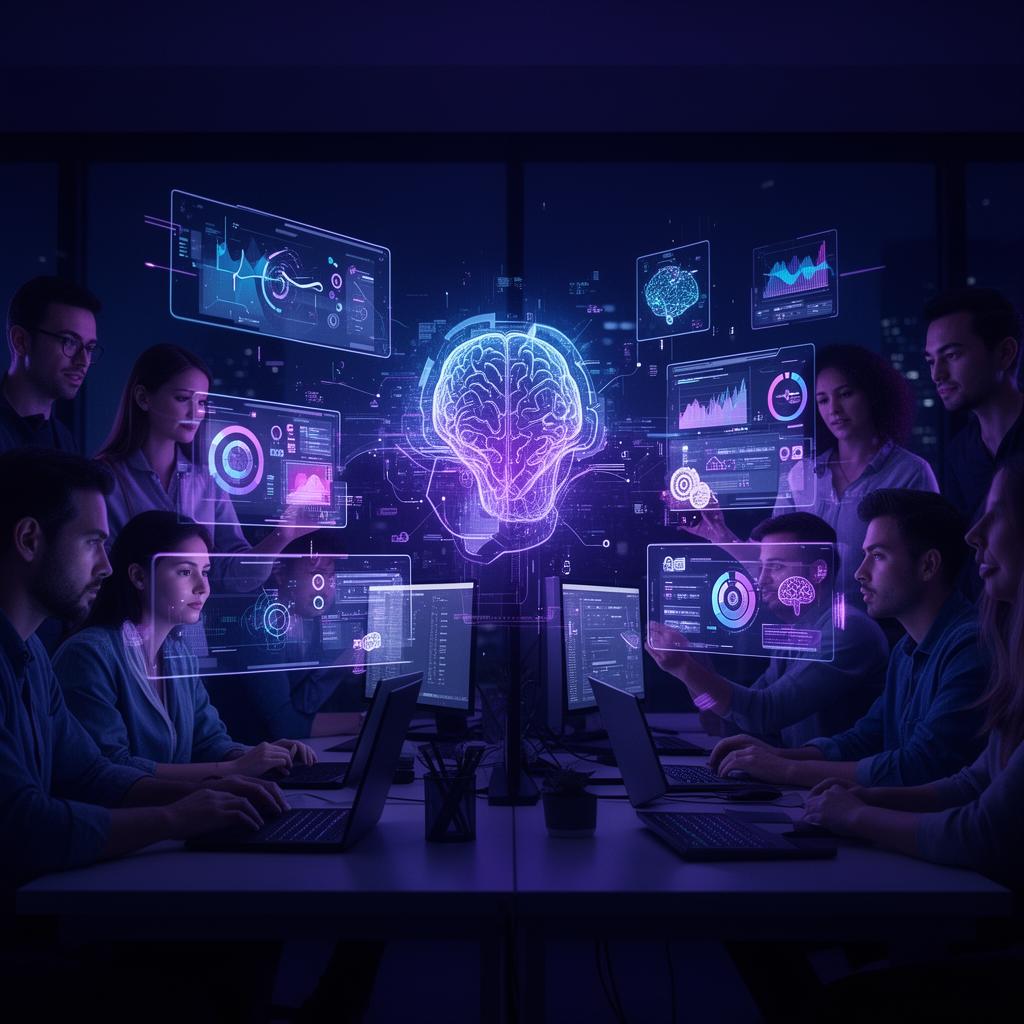Syntaxlab engineering team collaborating on AI dashboards