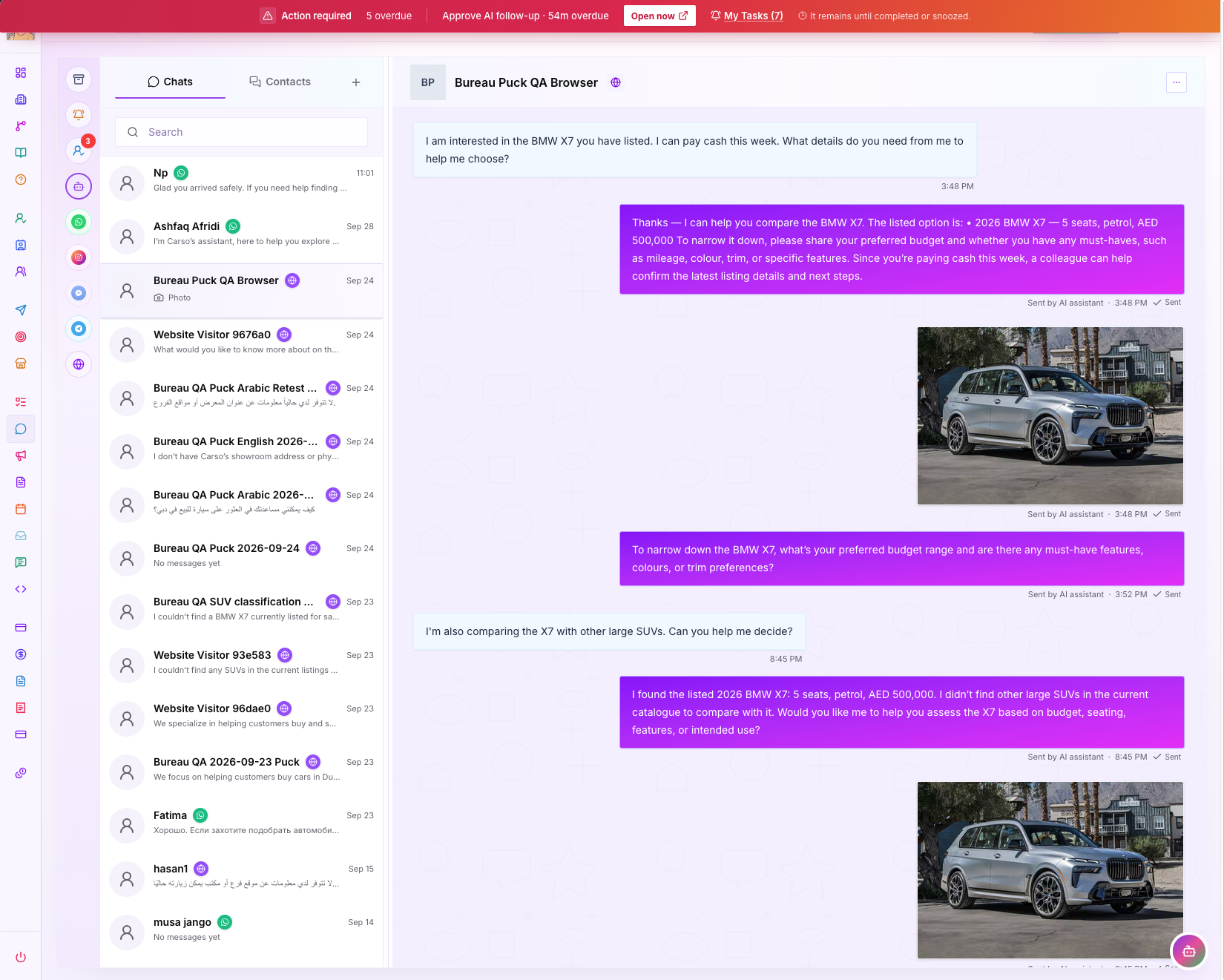 TeamsUp chat workspace with AI-assisted customer replies